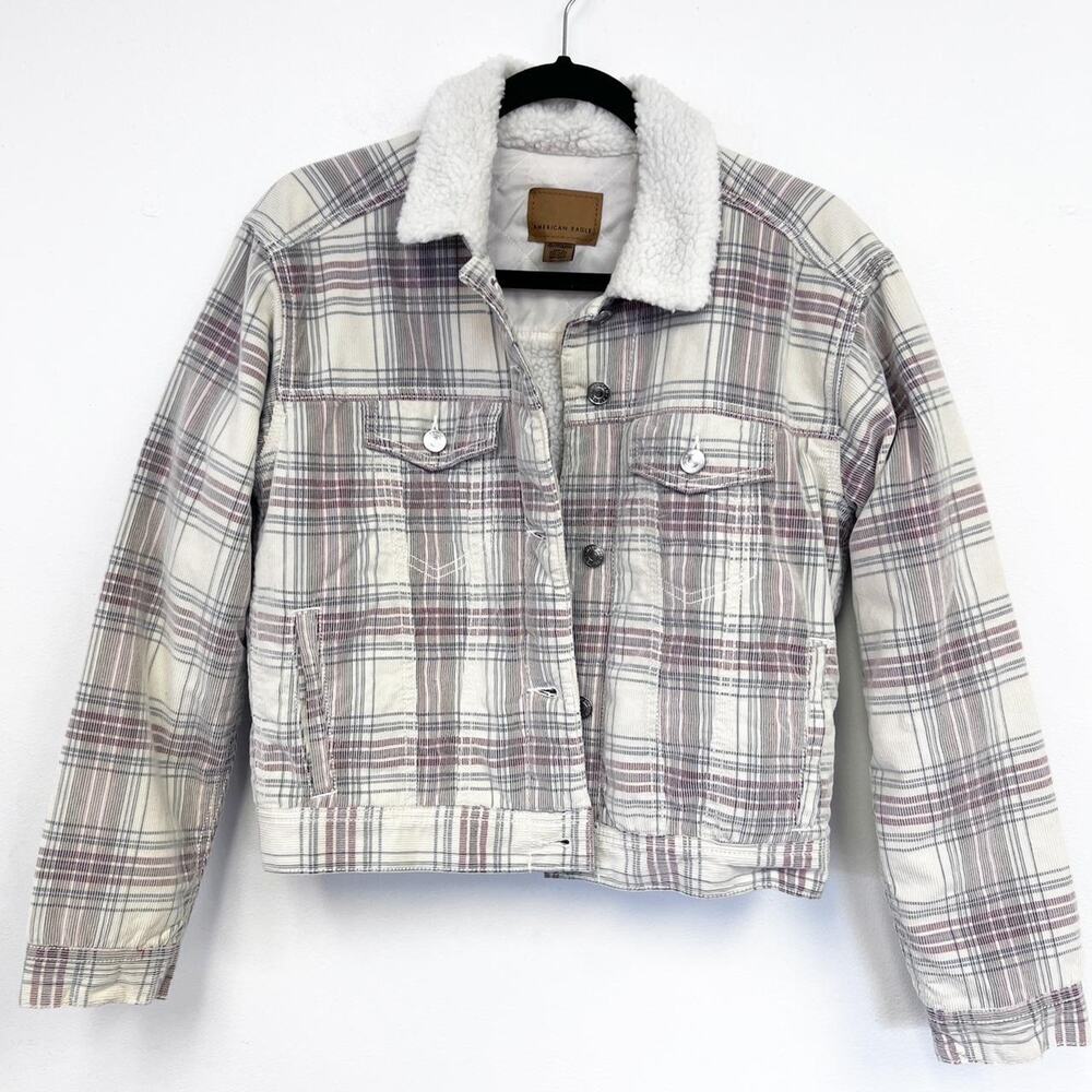 SZ XS American Eagle Outfitters Plaid Style Fleece Lined Corduroy